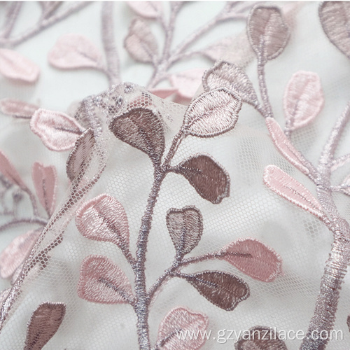 Light Pink layser Embroidery Lace Fabric